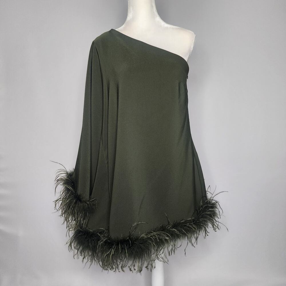Antonioi Melani Green Retro Feather Cosima Dress Women's Size 8